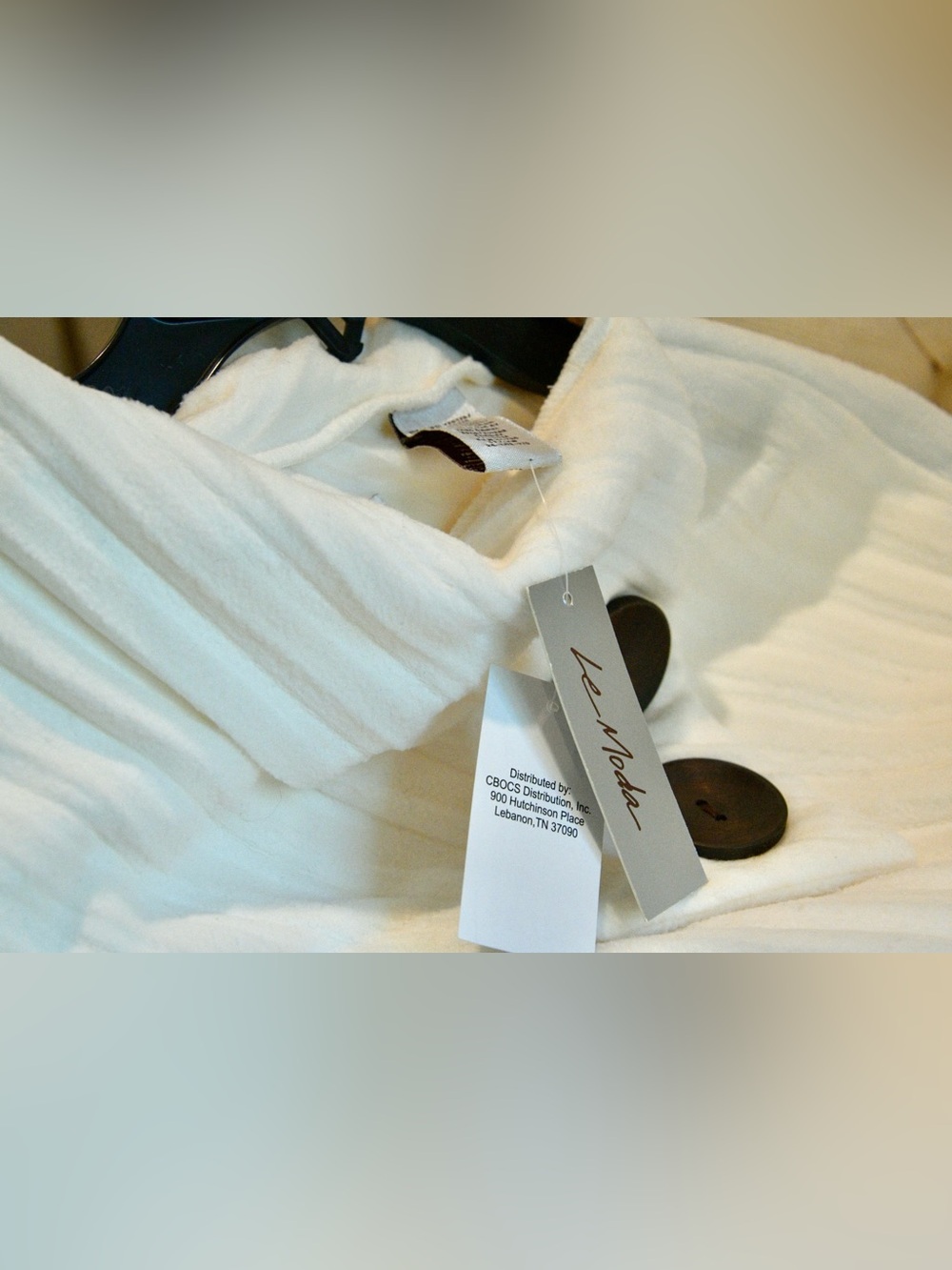 Moda White Ribbed Button-Accent Poncho Sweater - Picture 2 of 3